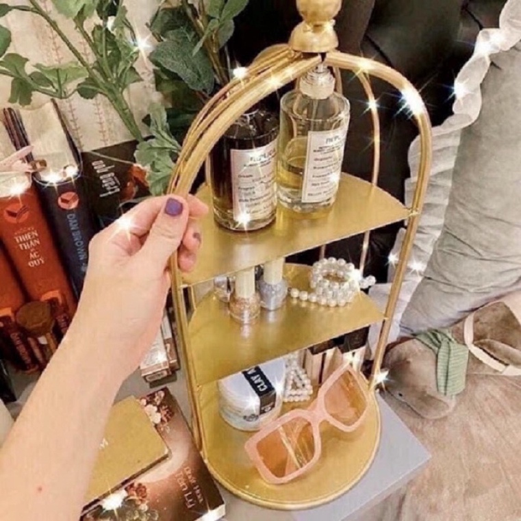 Kệ Trưng Bày Mỹ Phẩm 3 Tầng Hình Lồng Chim
