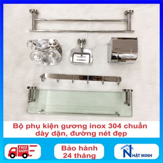 Bộ phụ kiện gương nhà tắm cao cấp hàng dày đẹp loại 1 chuẩn inox 304