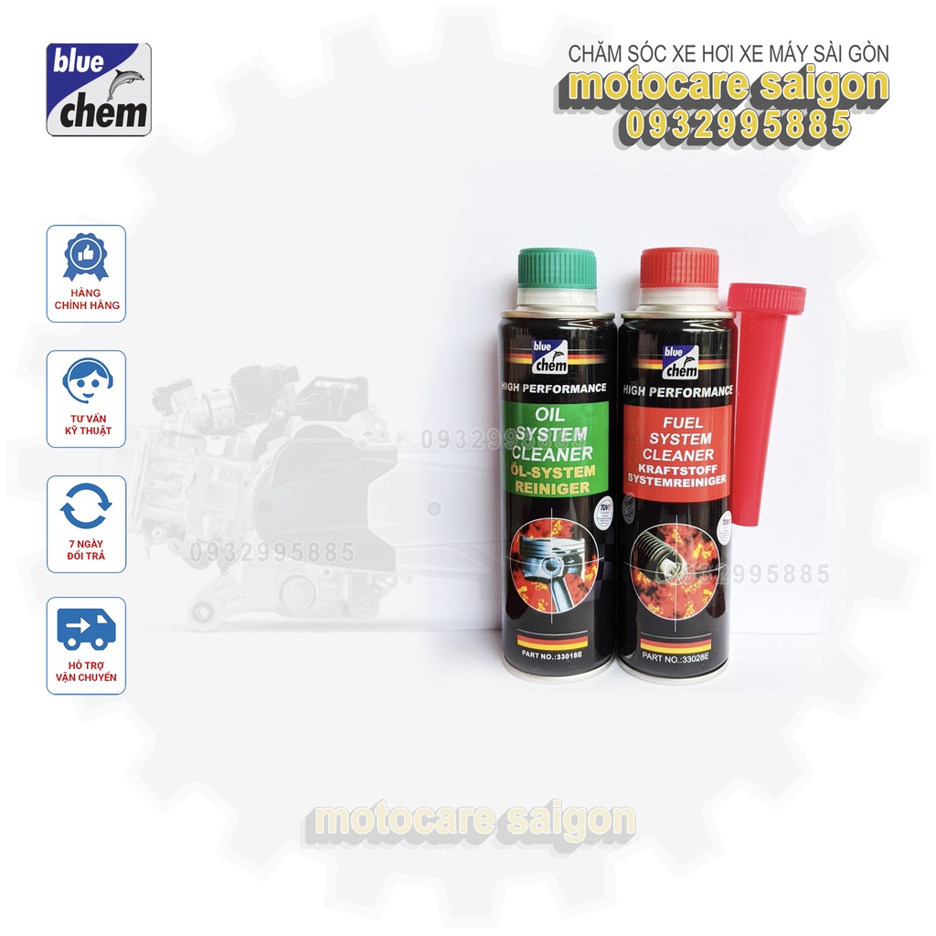 COMBO 2 chai 250ml súc rửa động cơ BLUECHEM OIL SYSTEM và vệ sinh kim phun buồng đốt BLUECHEM FUEL SYSTEM