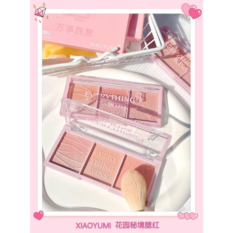 Bảng Phấn Mắt / Má Hồng / Phấn Mắt Ba Màu Ánh Ngọc Trai / Phấn Bắt Sáng Tự Nhiên Không Thấm Nước Và Mồ Hôi