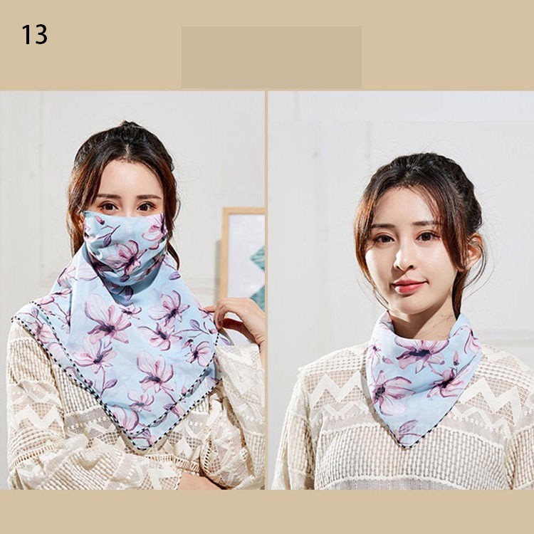 Khăn Bandana dạng khẩu trang đeo mặt chống bụi/tia Uv in họa tiết hoa độc đáo xinh xắn