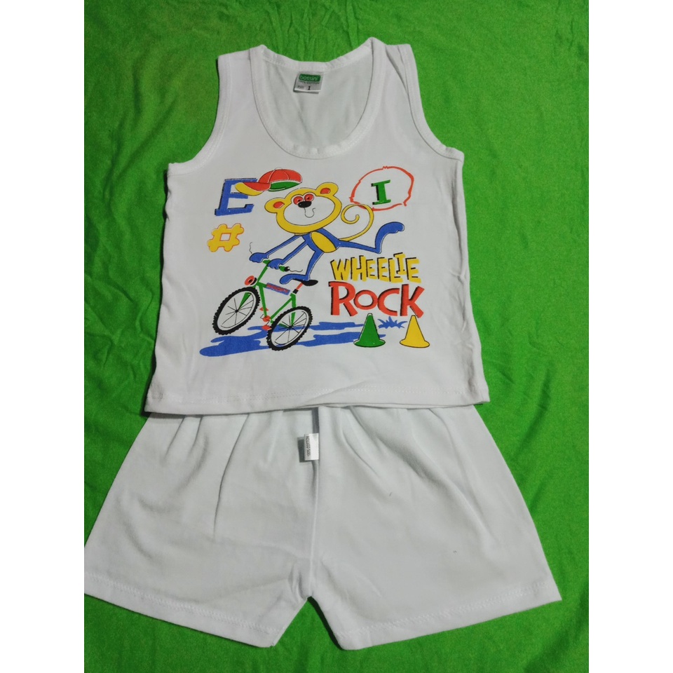 Đồ bộ áo ba lỗ trắng sơ sinh Bossini 100% cotton