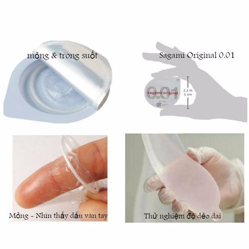 Bao cao su Sagami Original 0.01 mỏng nhất thế giới - hộp 5 cái