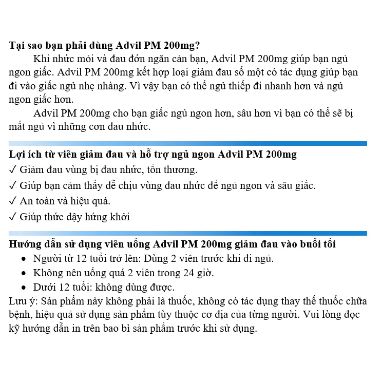 [DATE 5/2022] Ádvil PM 200mg Coated Caplets 40 VIÊN
