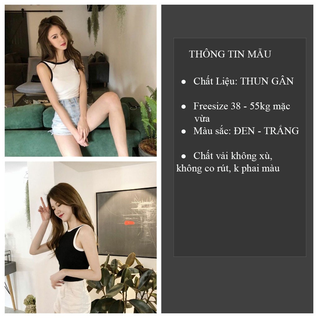 Áo ba lỗ nữ viền croptop ôm kiểu ngược chất thun gân mềm mát - VIETSTAR