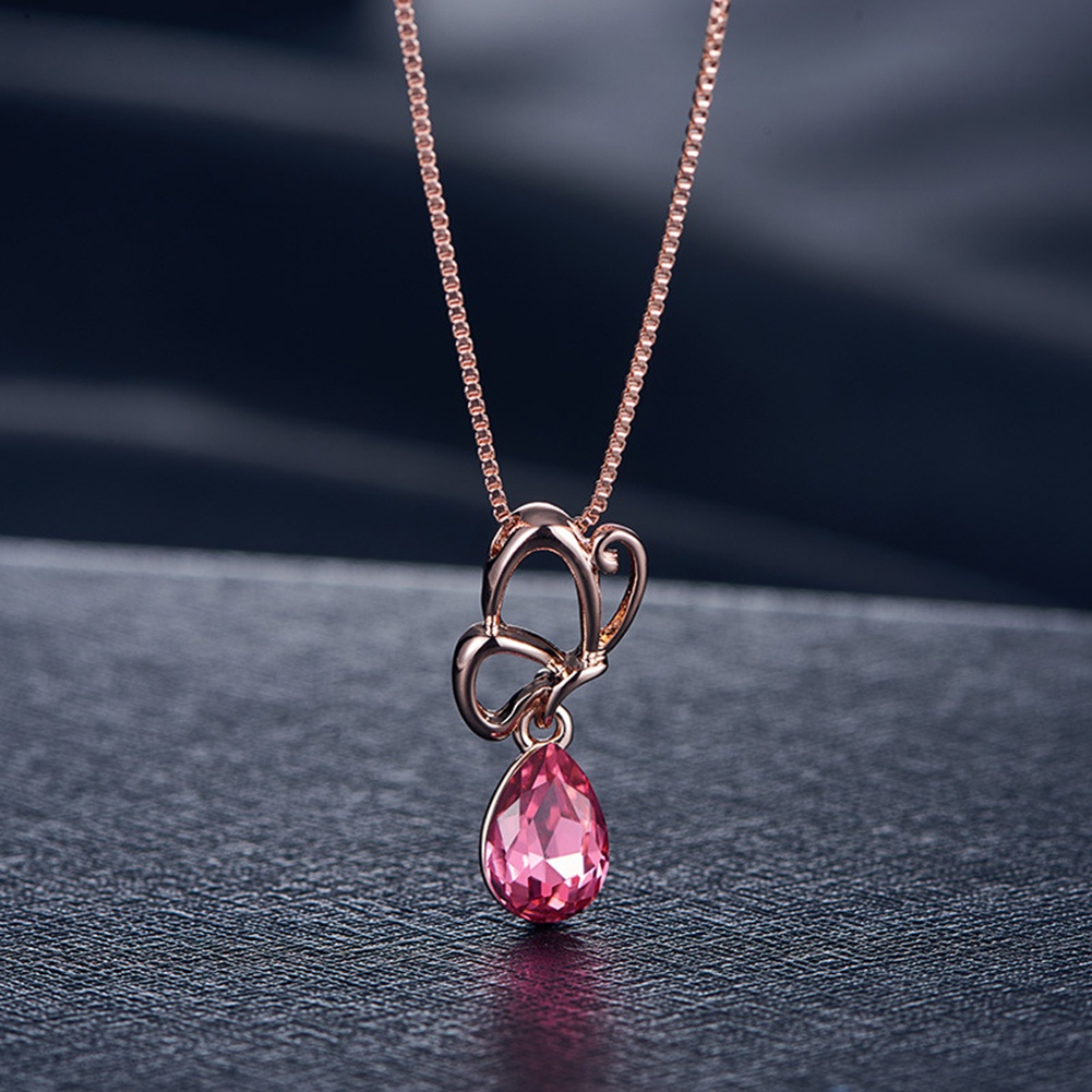 Bộ Vòng cổ + Bông Tai Đính Đá Hình Giọt Nước Sang Trọng Cho Nữ