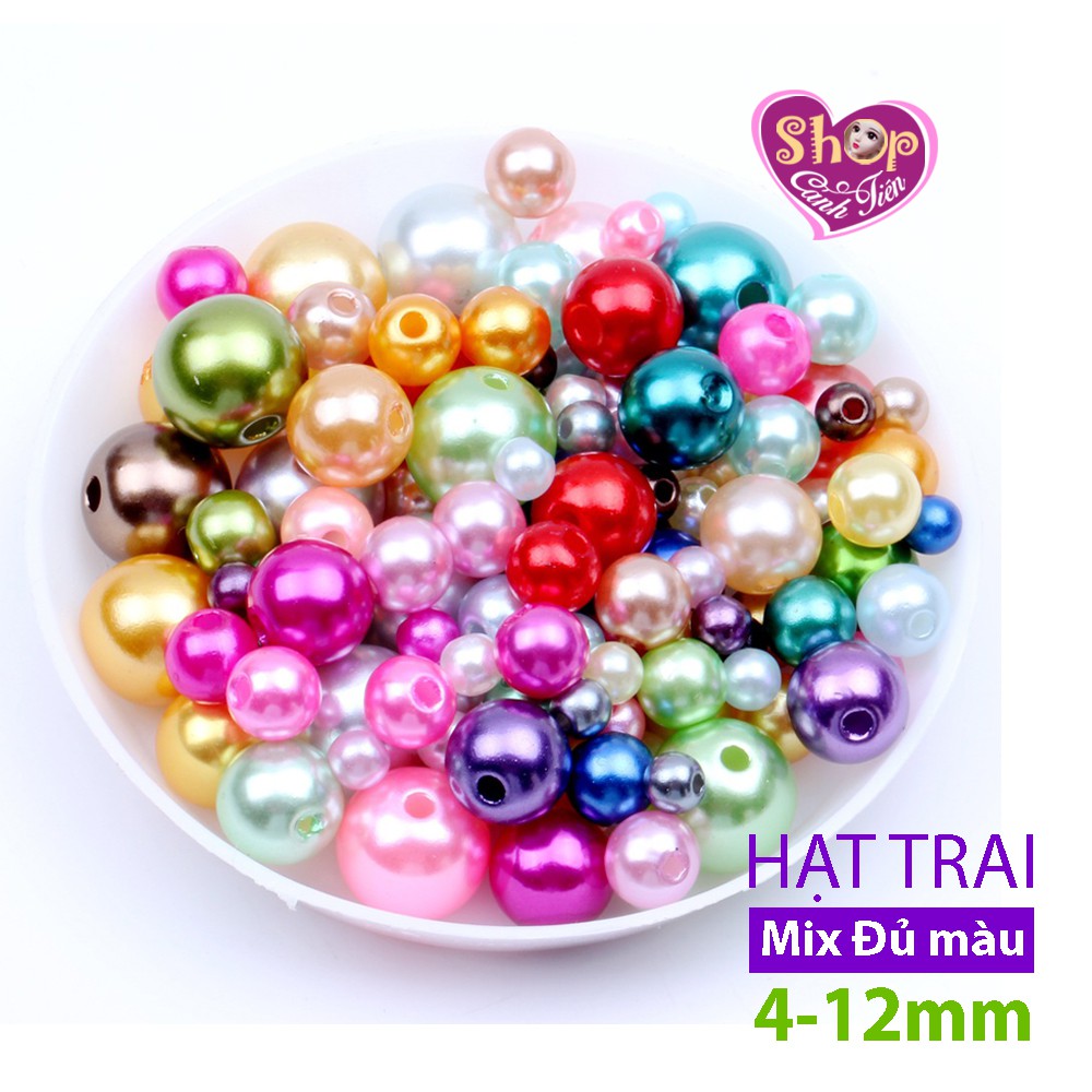 Gói 50gr Ngọc Trai Nhân Tạo Trộn màu size 4 - 12mm làm thủ công