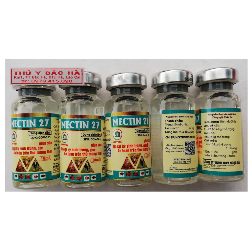 MECTIN 27 Quy cách 10ml Chuyên dùng cho Lợn, dê, cừu, chó, mèo, trâu, bò