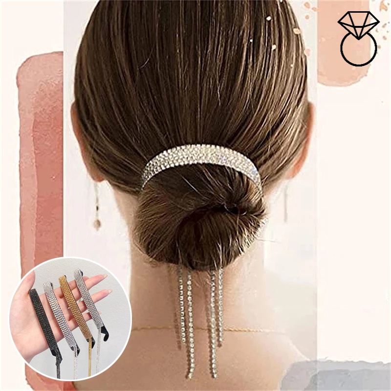 Kẹp tóc tròn đính kim cương giả lấp lánh thanh lịch cho nữ