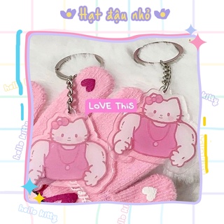 Móc khóa Hello Kitty cơ bắp đô con dễ thương phong cách anime dành cho cặp đôi, treo xe máy