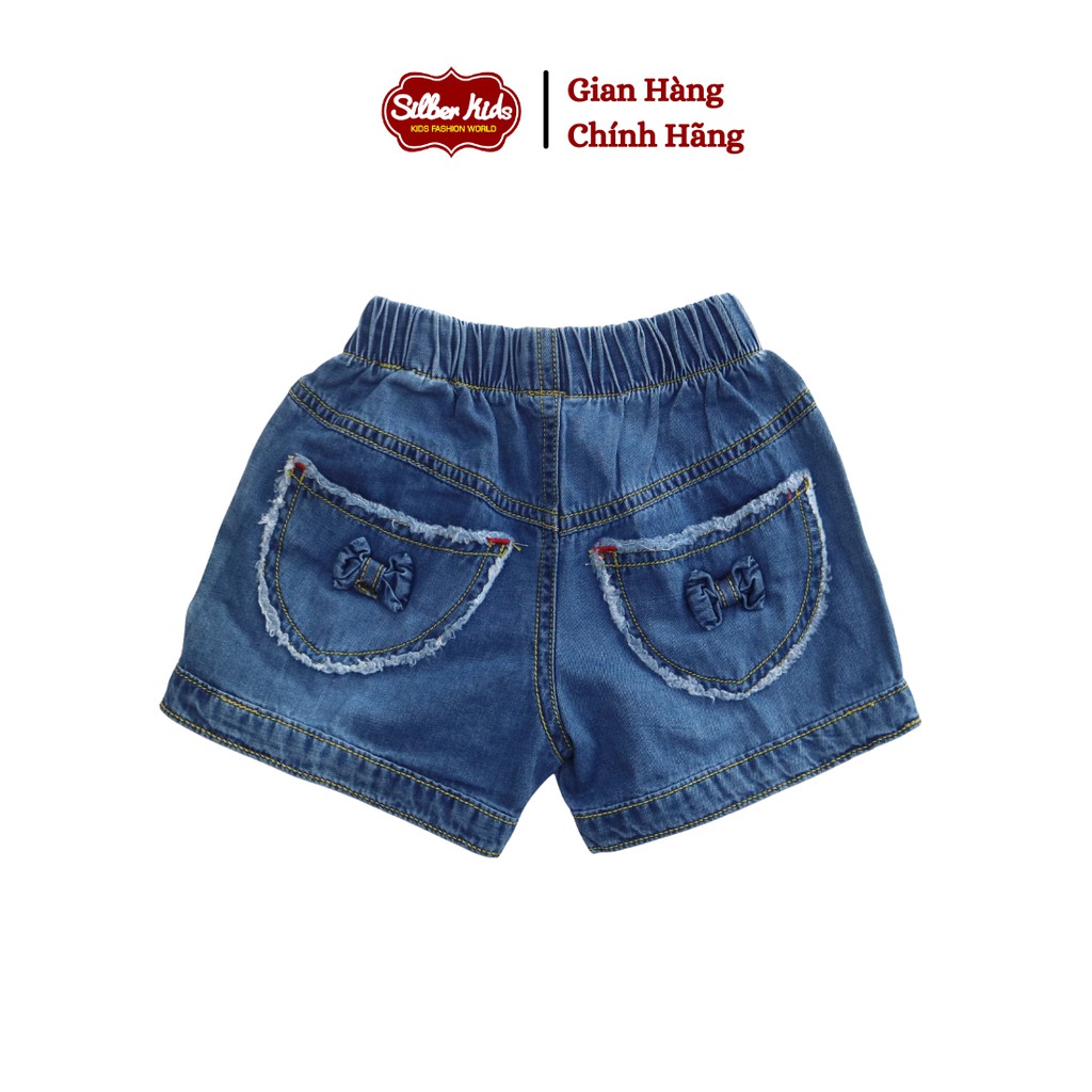 [Mã BMBAU50 giảm 7% đơn 99K] Quần Short Jean Bé Gái Thêu Trái Tim Đỏ SILBER KIDS