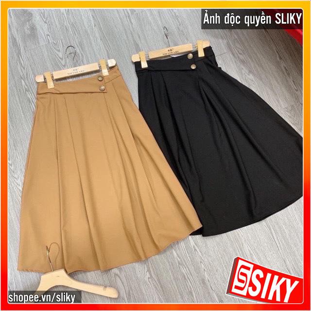 Chân váy dài qua gối phối 2 khuy - SIKY CV03