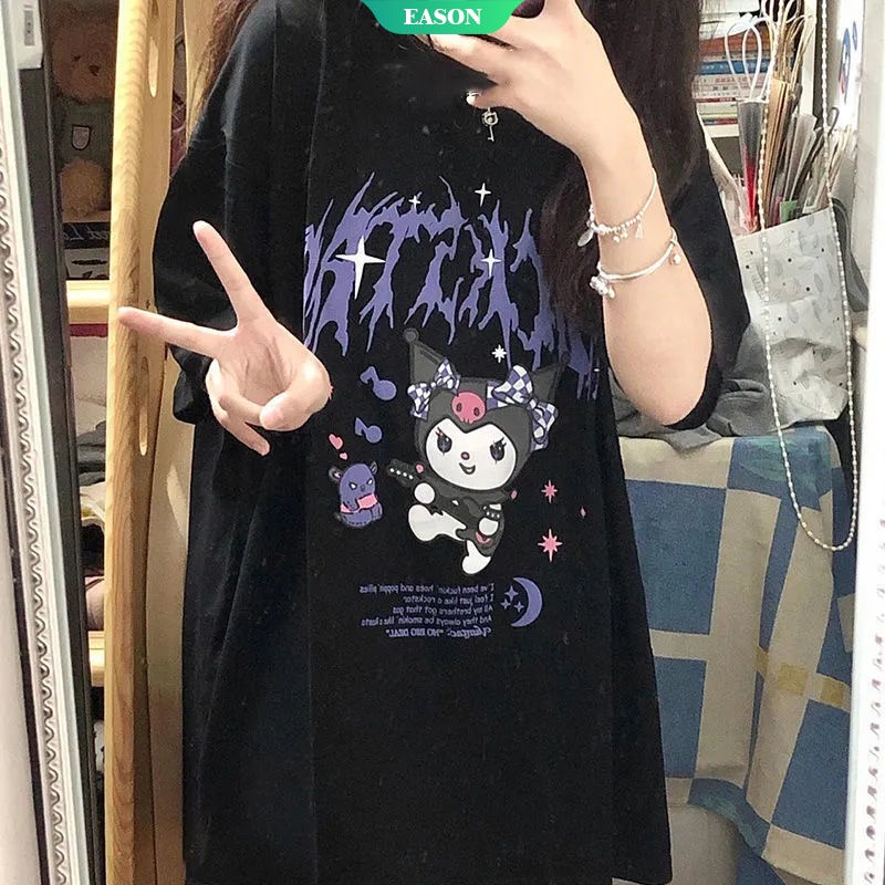 SANRIO Áo Thun Tay Ngắn Dáng Rộng In Họa Tiết Hoạt Hình Phong Cách Harajuku Nhật Bản Thời Trang Mùa Hè 2022 Cho Nữ