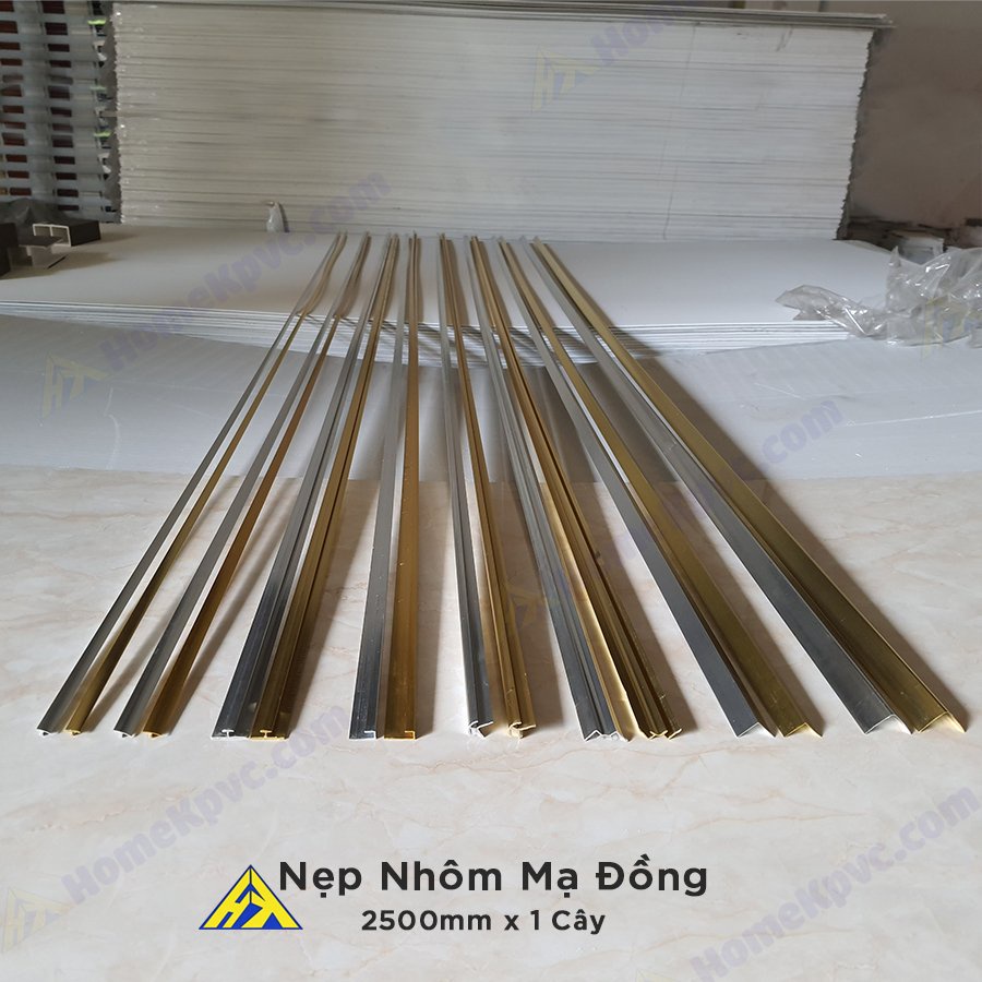 Nẹp Nhôm Mạ Đồng Nẹp Kết Thúc 1 thanh dài 2,5m Sỉ và Lẻ