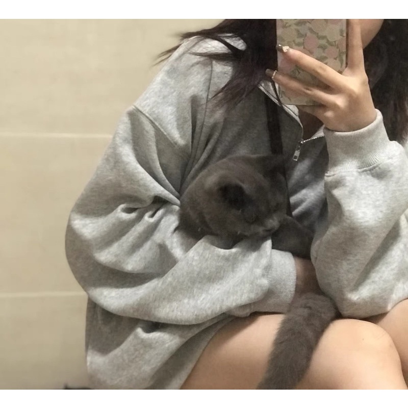 🌥 A07 Áo nỉ polo thu đông dày dặn dài tay có séc zip ulzzang CÓ ẢNH THẬT