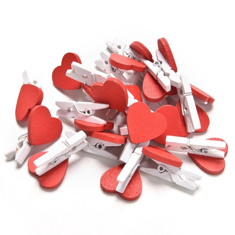 Set 20 kẹp gỗ hình trái tim phong cách Hàn Quốc