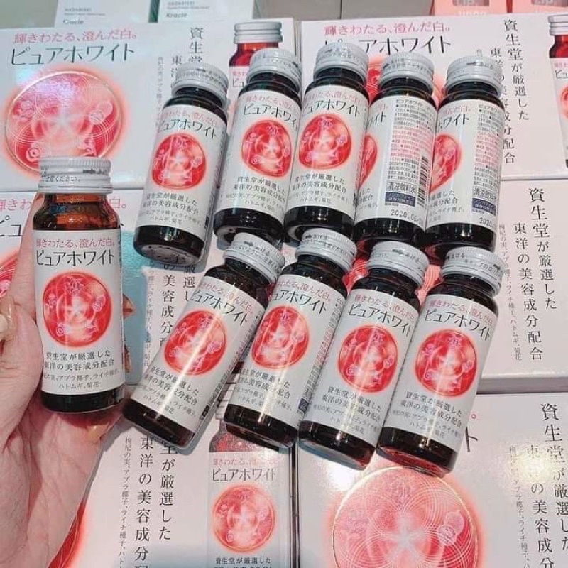 _Nước uống trắng da The Collagen Shiseido nhật bản - Pure White hộp 10 lọ
