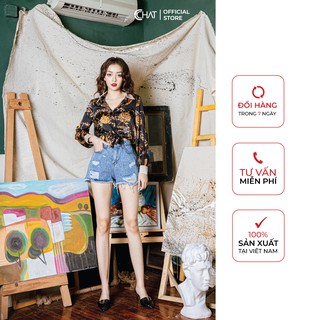 Áo Sơ mi hoạ tiết cổ phối CCHAT