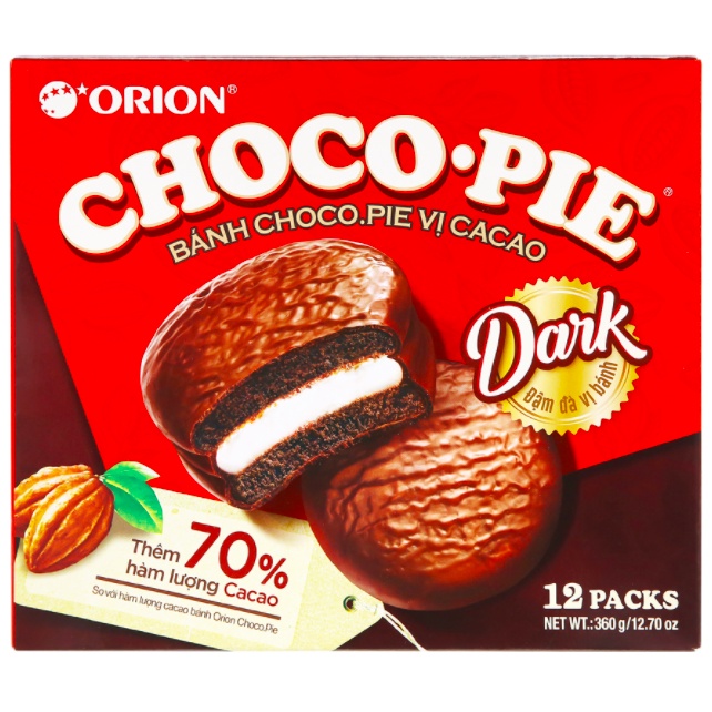 BÁNH ORION CHOCOPIE DARK/ CHOCO-PIE CACAO HỘP 12 CÁI x 30gr