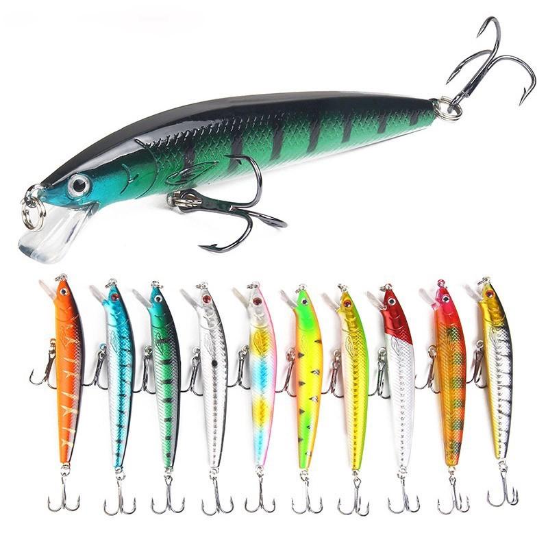 Set 10 Mồi Câu Cá Giả 10cm Kèm Móc Câu Tiện Dụng
