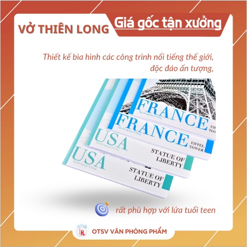 THIÊN LONG ĐIỂM 10 Vở kẻ ngang Kỳ quan thế giới 72 trang, 120 trang láng mịn, không nhòe mực - Hàng cao cấp chính hãng