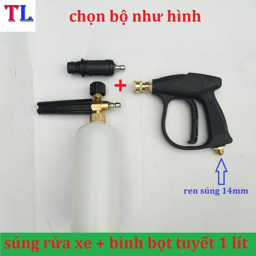 Bình Phun Bọt Tuyết + Súng Xịt Rửa Xe Cho Máy Rửa Xe