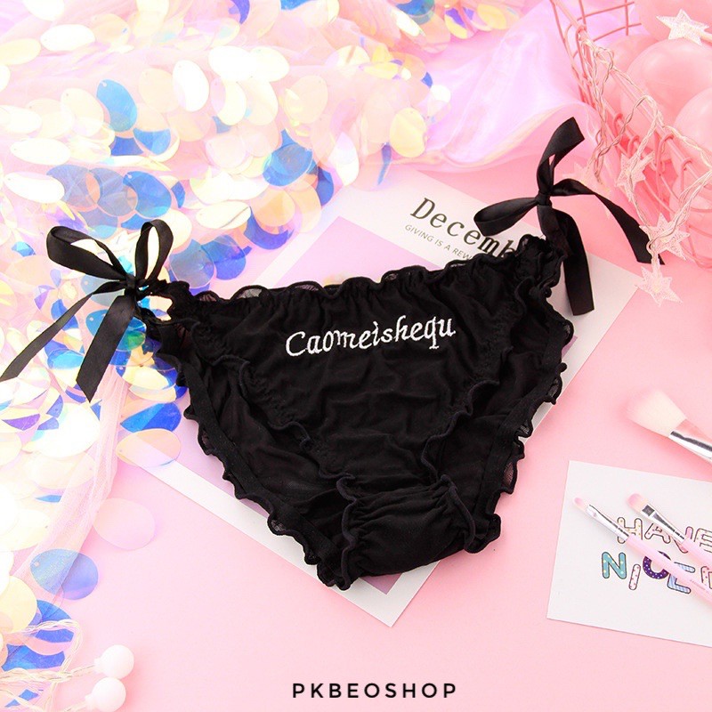 Quần lót sexy nữ buộc dây in chữ , quần chip cotton thấm hút mồ hôi