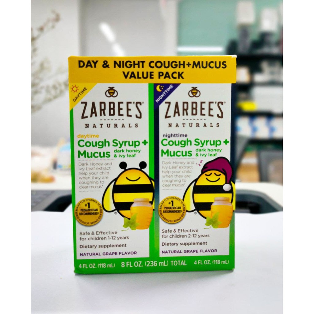 Siro Zarbees Cough Syrup + Mucus - tiêu đờm 118ml ngày và đêm