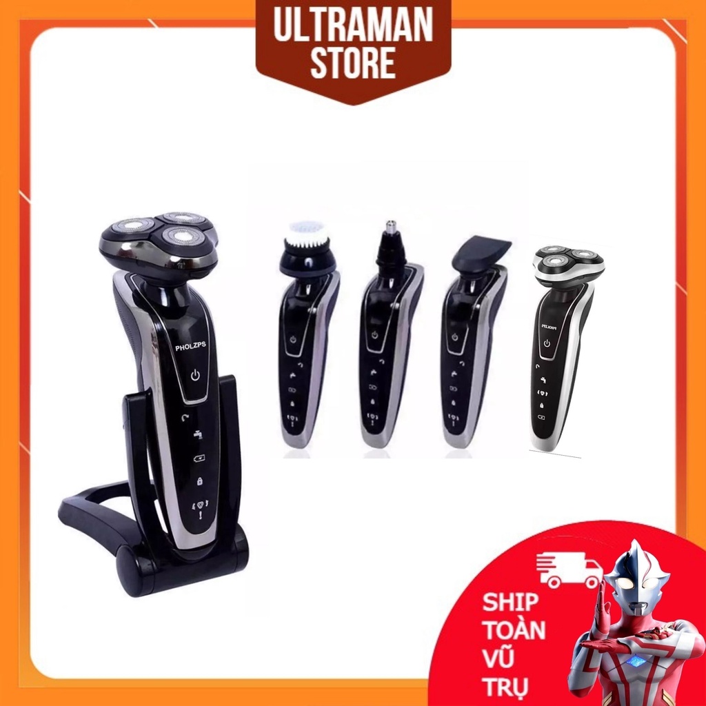 Máy cạo râu đa năng 4 in 1 PHOLZPS -máy cạo râu cầm tay cao cấp, thiết kế bộ 3 lưỡi kép thông minh cả cạo ướt và cạo khô