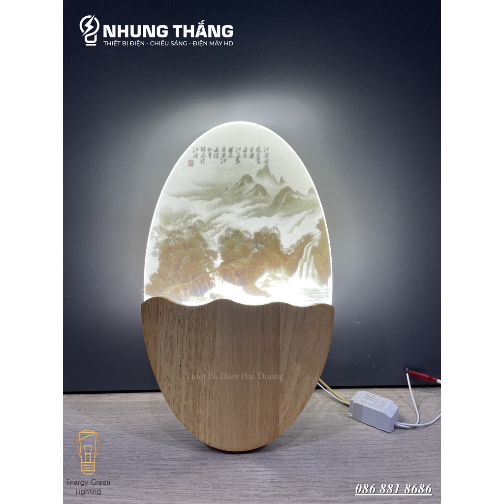 Đèn Tường Led Decor Trang Trí Hình Bầu Dục DT-104 - 3 Chế Độ Ánh Sáng - Thân Đèn Làm Từ Gỗ Bền Đẹp