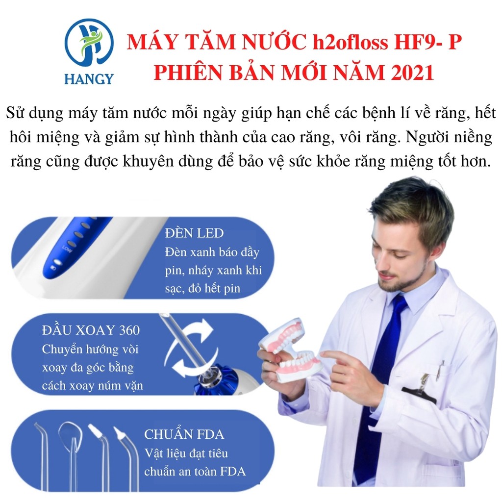 Máy tăm nước h2ofloss HF- 9P phiên bản 2021 nhập khẩu HANGY