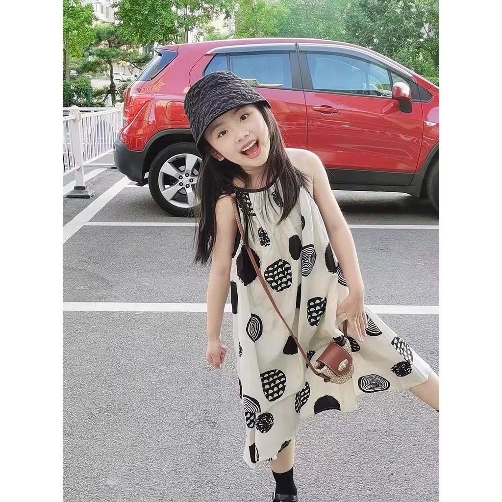 Đầm Công Chúa Mùa Hè Hai Dây Tay Cộc In Họa Tiết Hoa Phong Cách Mori Hàn Quốc Hợp Thời Trang Cho Bé Gái 5 Tuổi