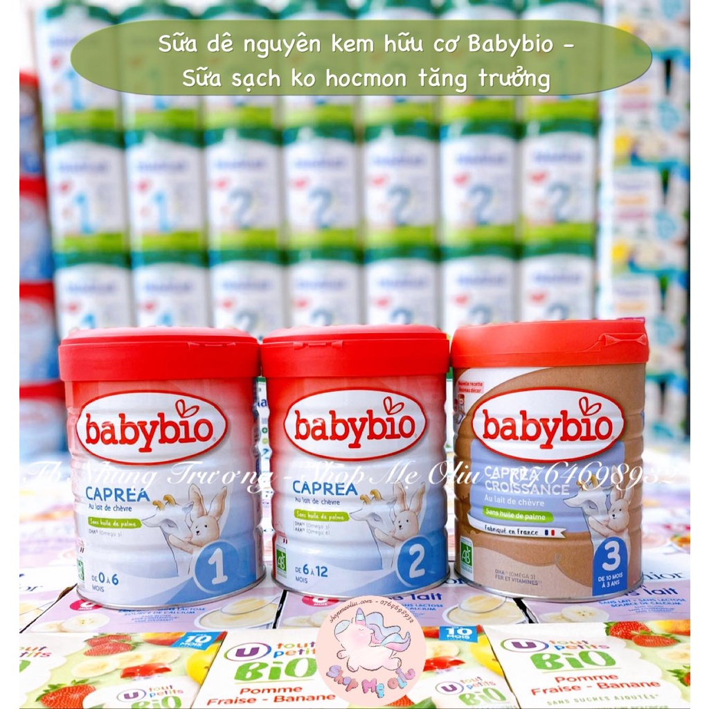 [MẪU MỚI-HÀNG AIR] Sữa Babybio dê nguyên kem hữu cơ số 1, 2, 3 - Hộp 800g