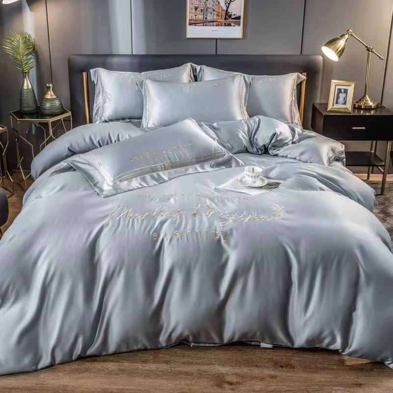 Bộ Chăn Ga Gối Lụa Marlas Original nhập khẩu cao cấp, chất liệu lụa không nhăn màu trơn basic mềm mịn