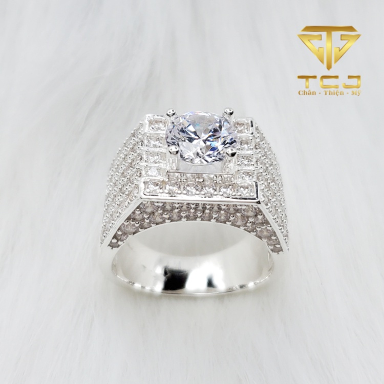 Nhẫn nam Bạc ý 925 thiết kế 3D đính full đá cao cấp, sang trọng RM0078 Trang sức Toàn Cầu TCJ