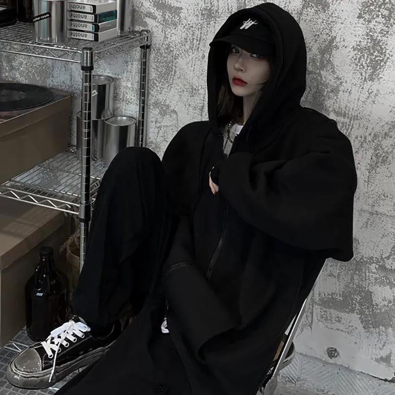 【Yuki】Áo khoác nỉ hoodie nữ zip form rộng màu xám đậm trẻ trung năng động | BigBuy360 - bigbuy360.vn