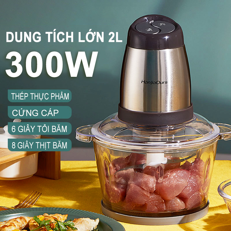 máy xay thịt, 2L, lưỡi đôi bằng thép không gỉ, được sử dụng để trộn và cắt nhỏ BH 6 tháng {GM-BXGJJJ53}