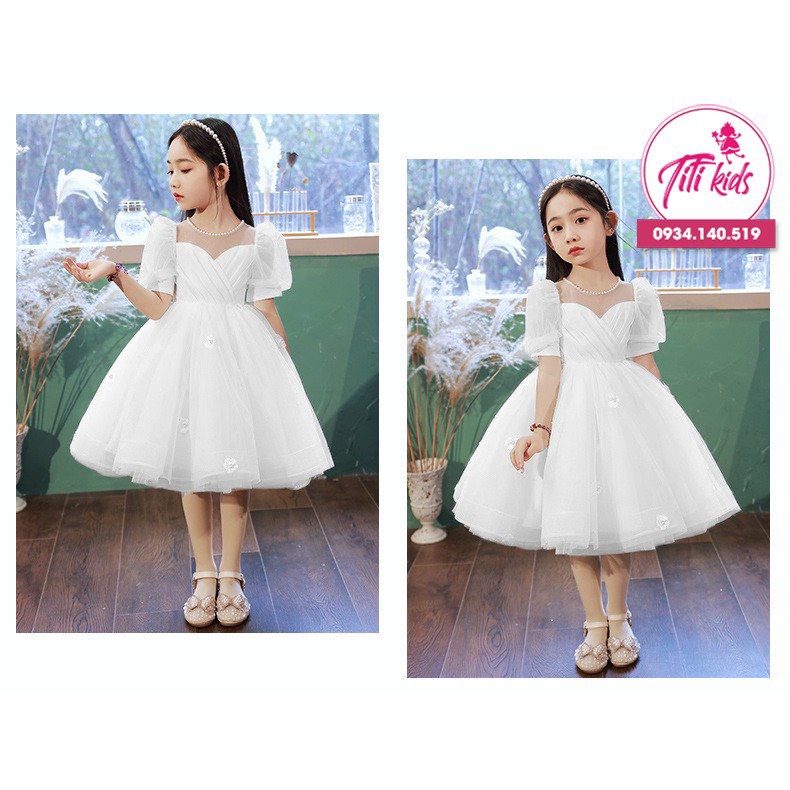 Đầm công chúa bé gái TiTiKids Đầm ngắn hoa rơi CC192