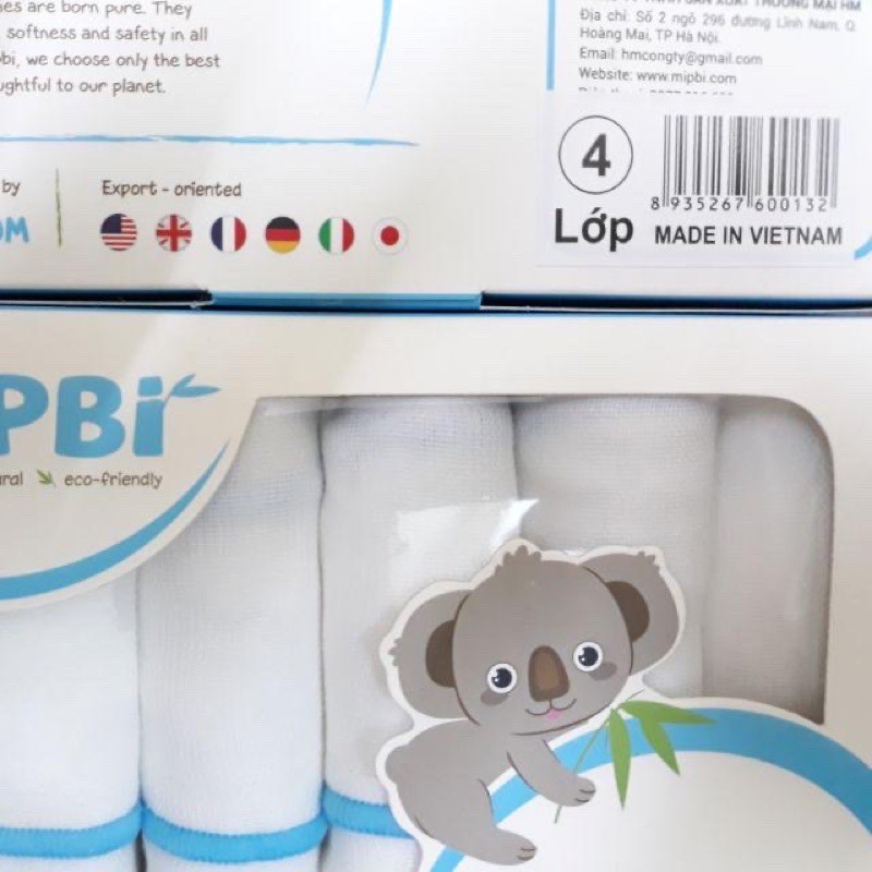KHĂN SỮA HỘP MIPBI COTTON 30x30 MIPBI HM11