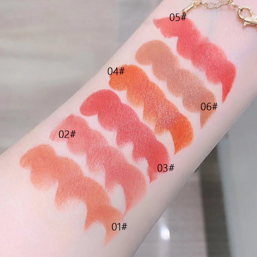 MA THUẬT CASA Đen Ống Son Môi Mist Matte Không dính Cup Son Môi 6-Màu Sắc Mỏng Ống Son Môi Giao hàng Nhanh Chóng