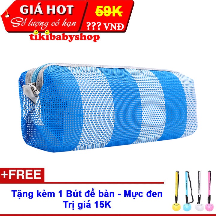 Bóp Viết Nhựa Uyên Loan VN Lưới Tròn 1281 - Màu Xanh - Tặng kèm 1 Bút để bàn mực đen màu ngẫu nhiên