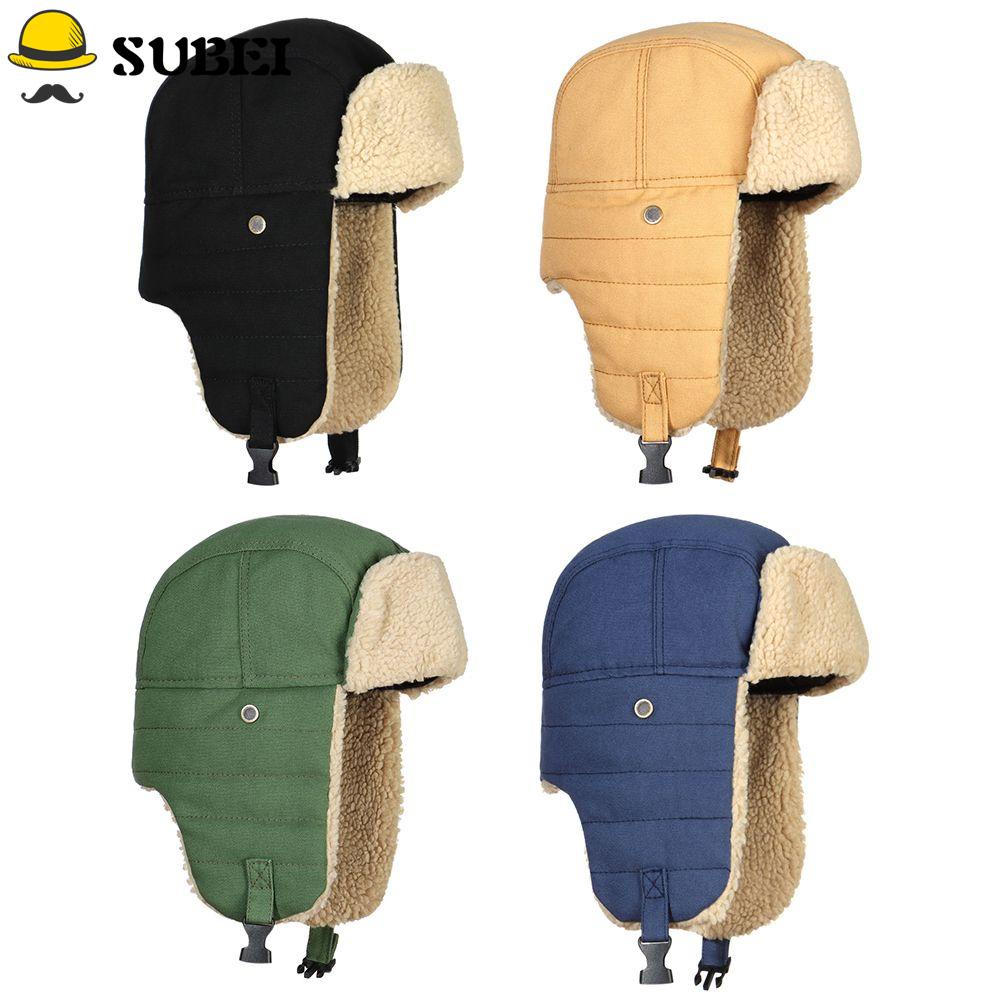 Mũ trùm đầu bomber có vạt che tai cotton ấm áp nhiều màu sắc tùy chọn thời trang mùa đông tuyết rơi kiểu Nga cho nam nữ