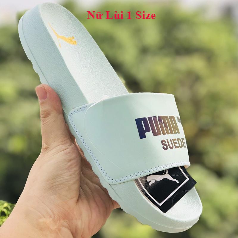 Dép unisex puma phản quang ❤️FREESHIP + Hộp❤️  dép quai ngang hình con báo mlb nam nữ thể thao kèm tem tag mác, màu xanh