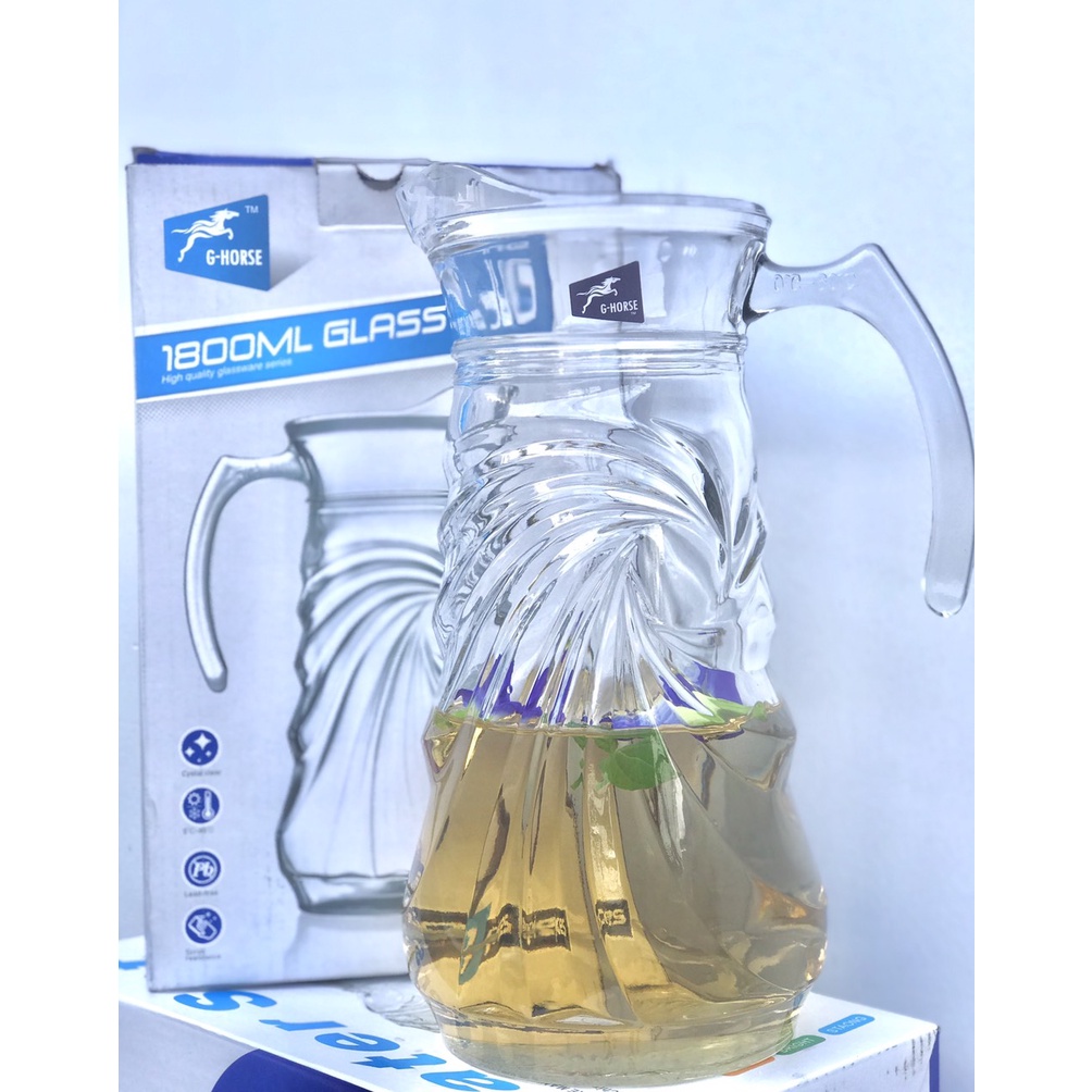 [HCM]Bình thuỷ Tinh Đựng Nước 1.7L. Chất Liệu Thuỷ Tinh Trong suốt Cao Cấp Dày Dặn. Phụ kiện bàn ăn