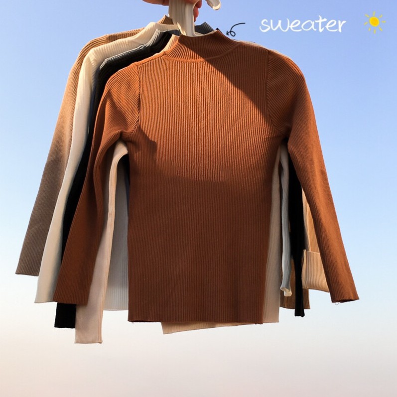 Áo len cao cổ dáng 3 phân  áo dài tay cho bạn nữ thu đông ám áp