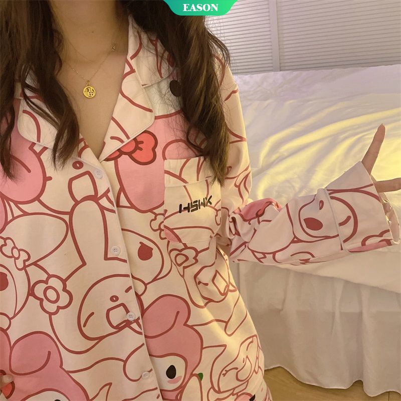 Bộ Đồ Ngủ Tay Dài In Hoạt Hình Sanrio Melody Kiểu Nhật Bản Dễ Thương Thời Trang Mùa Thu Cho Bạn Gái