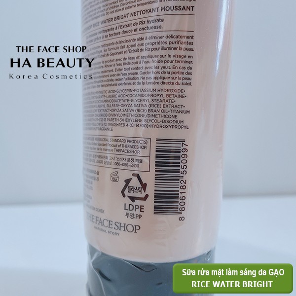 Sữa rửa mặt trắng da cấp ẩm chống lão hóa không có hạt The Face Shop Rice Water Bright Facial Foaming Cleanser 150ml | BigBuy360 - bigbuy360.vn