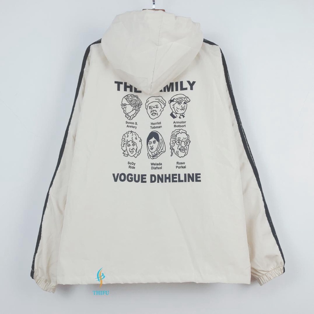 Áo Khoác Dù In Chữ THE FAMILY Kết Hợp Sọc Ngang Vai Siêu Hot TP [NewUnisex]