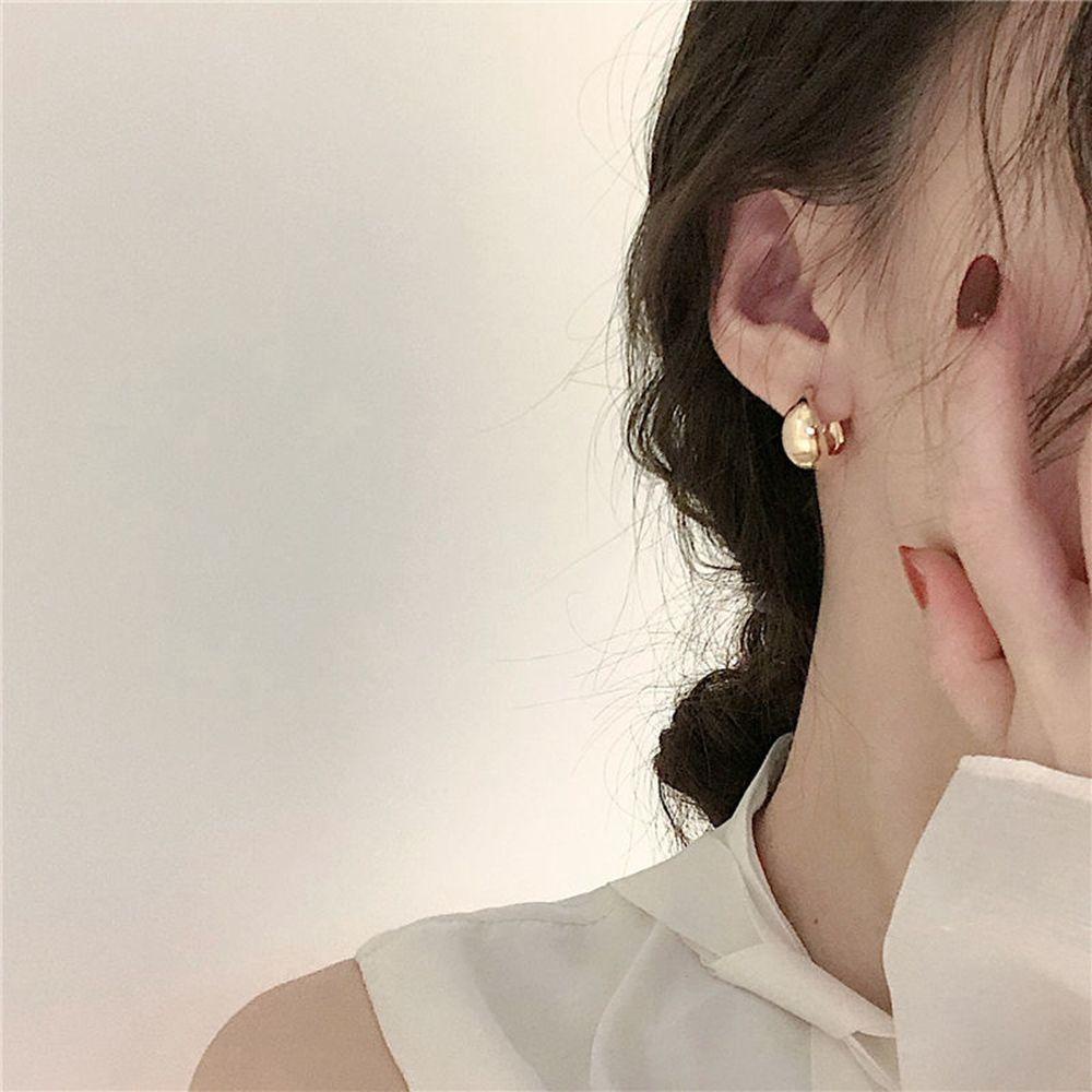 MXGOODS Bông Tai Kim Hình Tròn Bằng Bạc Phong Cách Hàn Quốc Thời Trang