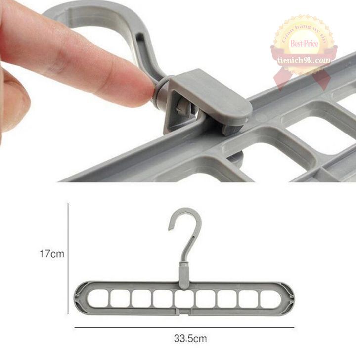 Móc đa năng xoay 360 độ 9 lỗ treo quần áo cà vạt nơ tiết kiệm diện tích